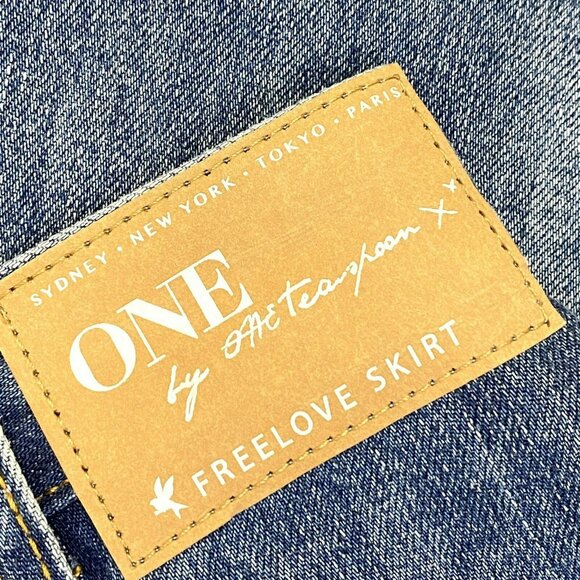 One X Oneteaspoon Skirt Women Size 27 Freelove Blue Jean Denim Distressed Pencil - Picture 4 of 5